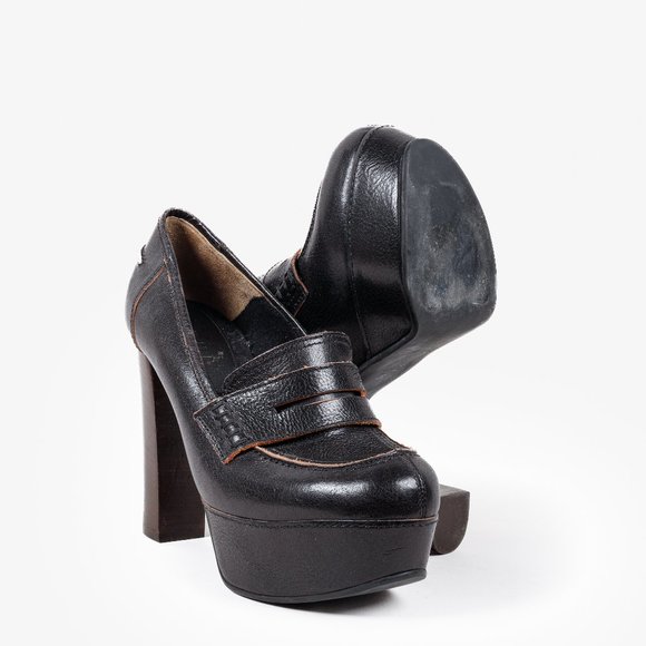 Marni Heeled Platform Leather Moccasins - Picture 4 of 9